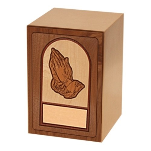 Praying Hands Oak Wood Urn